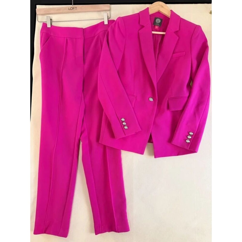 Vince Camuto Hot Pink Fuchsia Pantsuit Blazer & Pants Size 2
